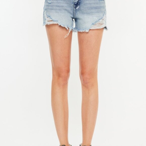 Hazel Blues® |  Kancan Distressed High Waist Denim Shorts with Pockets - Picture 6 of 7